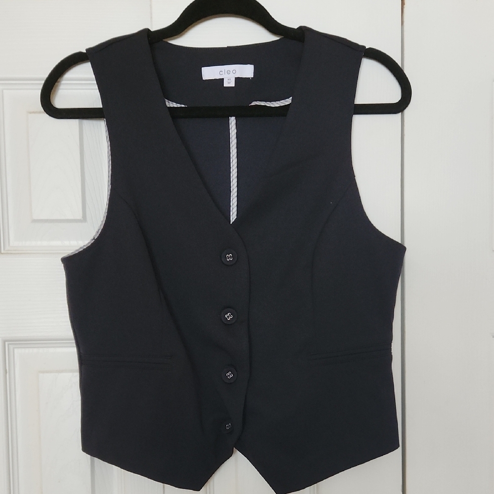 Cleo Black Button-Up Vest